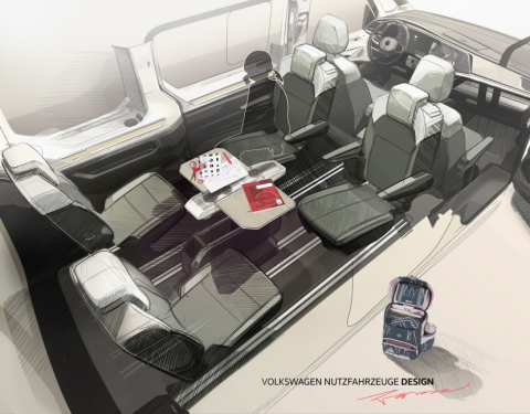Nový VW Multivan – stolek jako multifunkční součást interiéru